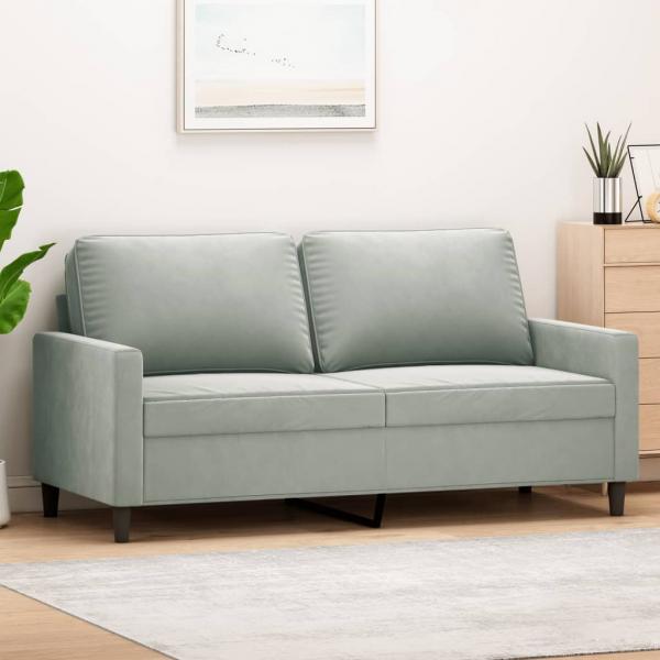 ARDEBO.de - 2-Sitzer-Sofa Hellgrau 140 cm Samt