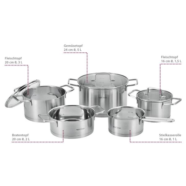 ProfiCook Kochtopfset PC-KTS 1224, 8-tlg, induktionsgeeignet, edelstahl