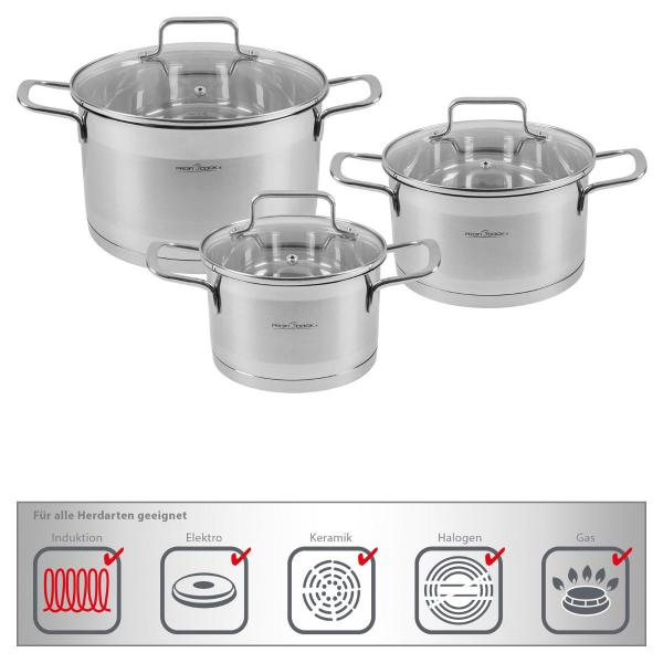 ProfiCook Kochtopfset PC-KTS 1223, 6-tlg, induktionsgeeignet, edelstahl