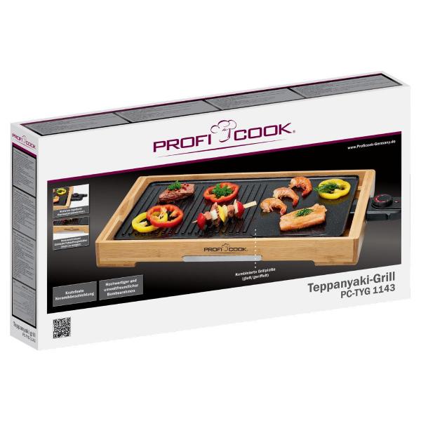 ProfiCook PC-TYG 1143 Teppanyaki-Grill, 2200 W, holz/schwarz