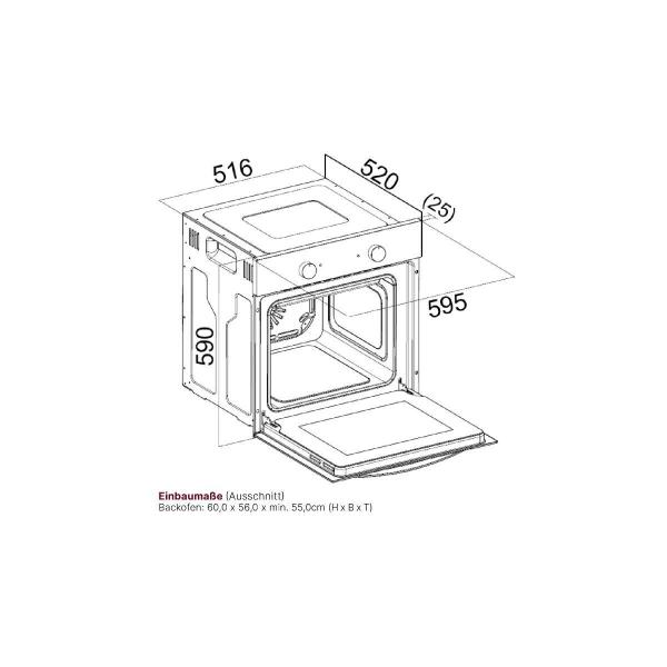 Bomann EBO 7908 IX EEK: A Einbaubackofen, 59,5 cm breit, 59 L, 4 Backofenfunktionen, Thermostat, Edelstahl- Blende/Griff (779089)