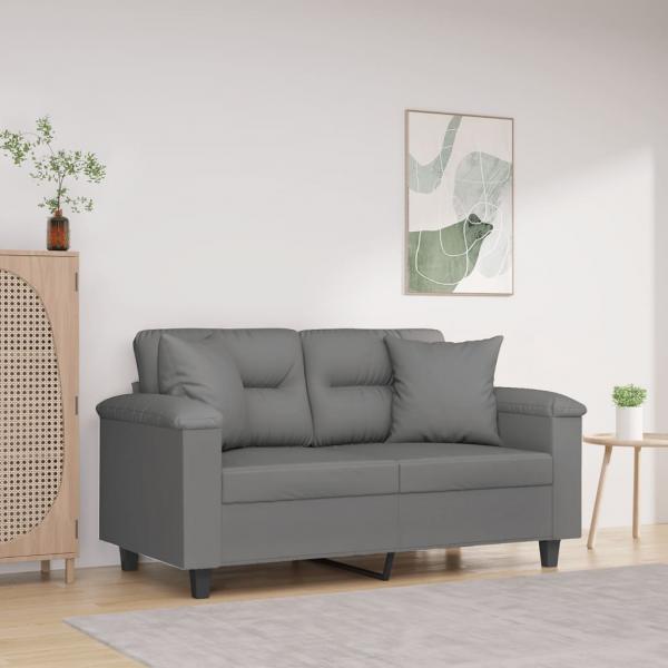 ARDEBO.de - 2-Sitzer-Sofa mit Kissen Dunkelgrau 120 cm Mikrofasergewebe