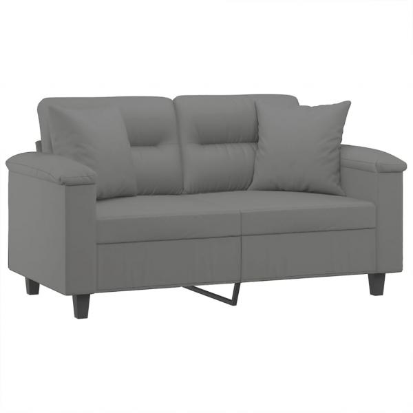 2-Sitzer-Sofa mit Kissen Dunkelgrau 120 cm Mikrofasergewebe