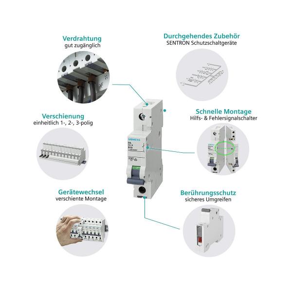 Siemens SENTRON Leitungsschutzschalter, 400V 10kA, 3-polig, C, 20A (5SL4320-7)