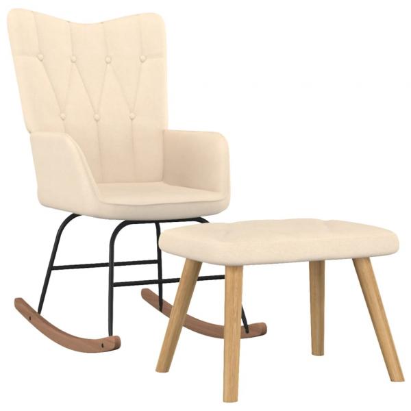 ARDEBO.de - Schaukelsessel mit Hocker Creme Stoff