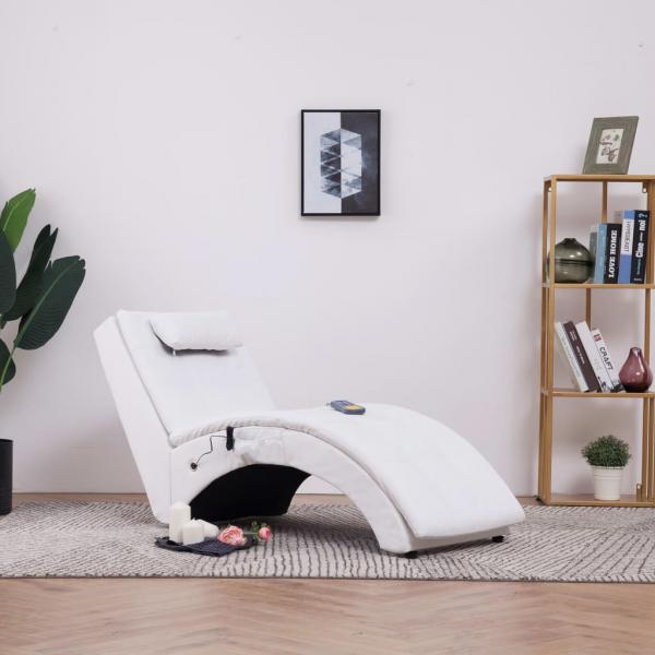 ARDEBO.de - Massage Chaiselongue mit Kissen Weiß Kunstleder