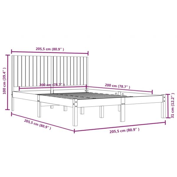 Massivholzbett Schwarz Kiefer 200x200 cm