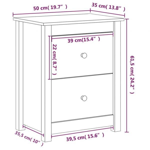 Nachttische 2 Stk. 50x35x61,5 cm Massivholz Kiefer