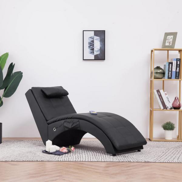 ARDEBO.de - Massage Chaiselongue mit Kissen Schwarz Kunstleder