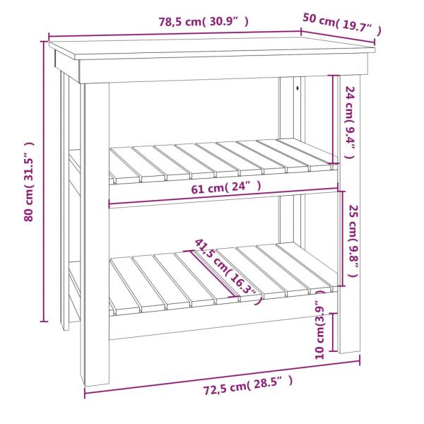 Werkbank Grau 78,5x50x80 cm Massivholz Kiefer