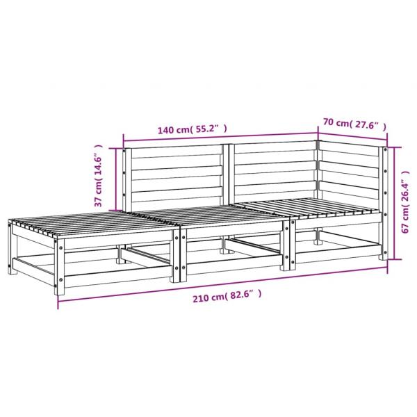 Gartensofa mit Hocker 2-Sitzer Weiß Massivholz Kiefer