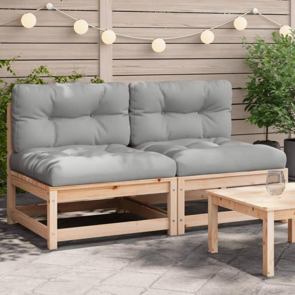 ARDEBO.de - Gartensofas ohne Armlehnen mit Kissen 2 Stk. Massivholz Kiefer