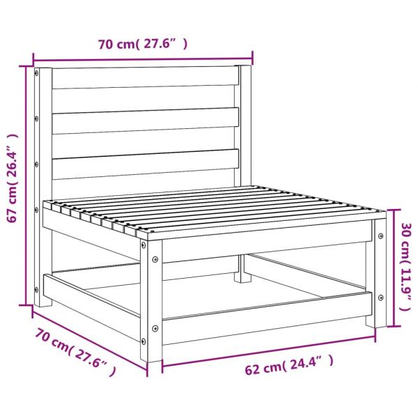 Gartensofas ohne Armlehnen 2 Stk. Weiß 70x70x67 cm Kiefernholz