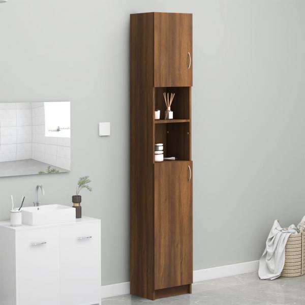 ARDEBO.de - Badezimmerschrank Braun Eiche 32x25,5x190 cm Holzwerkstoff