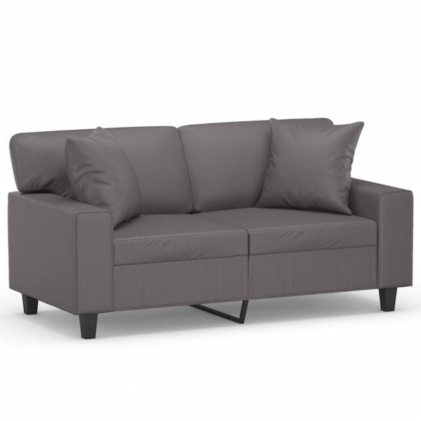 2-Sitzer-Sofa mit Zierkissen Grau 120 cm Kunstleder