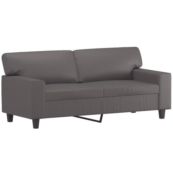 2-Sitzer-Sofa mit Zierkissen Grau 140 cm Kunstleder