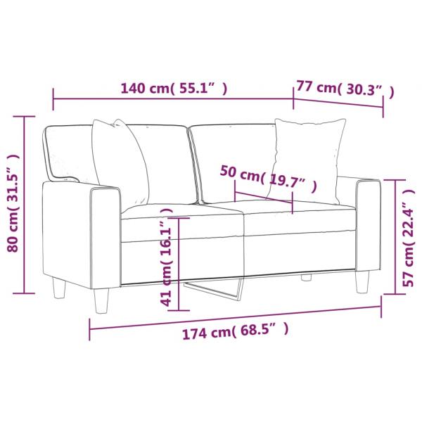 2-Sitzer-Sofa mit Zierkissen Grau 140 cm Kunstleder