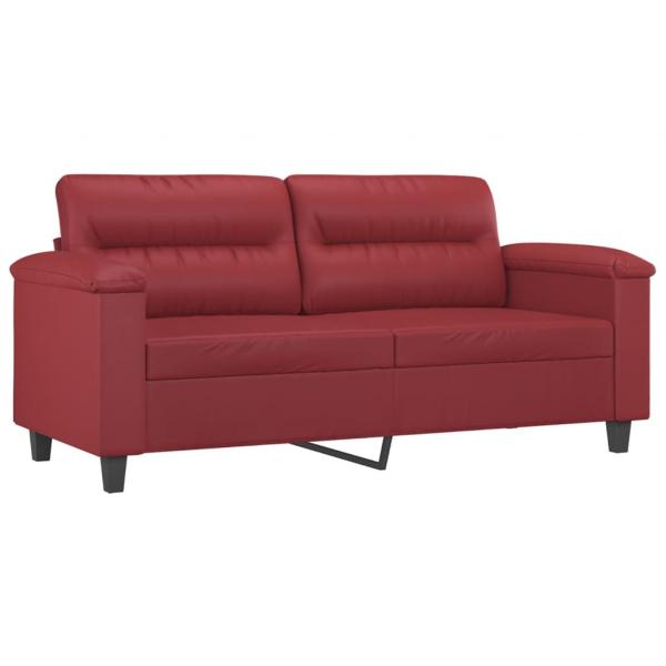 2-Sitzer-Sofa mit Zierkissen Weinrot 140 cm Kunstleder