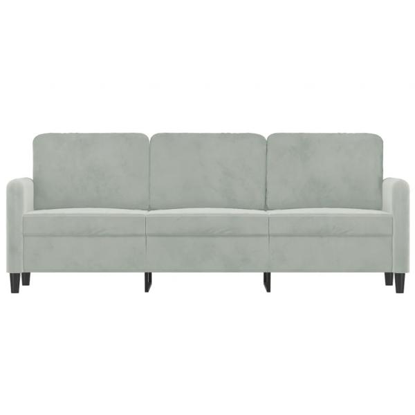 3-Sitzer-Sofa Hellgrau 180 cm Samt