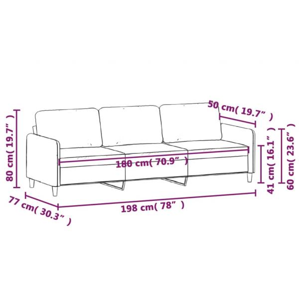 3-Sitzer-Sofa Hellgrau 180 cm Samt