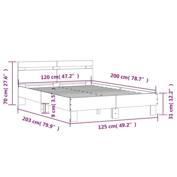 Bettgestell mit Kopfteil Braun Eichen-Optik 120x200 cm