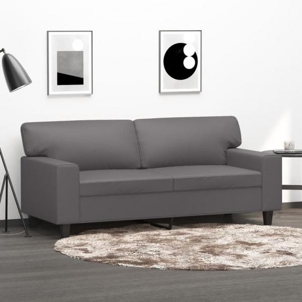 ARDEBO.de - 2-Sitzer-Sofa Grau 140 cm Kunstleder