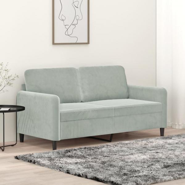 ARDEBO.de - 2-Sitzer-Sofa Hellgrau 140 cm Samt