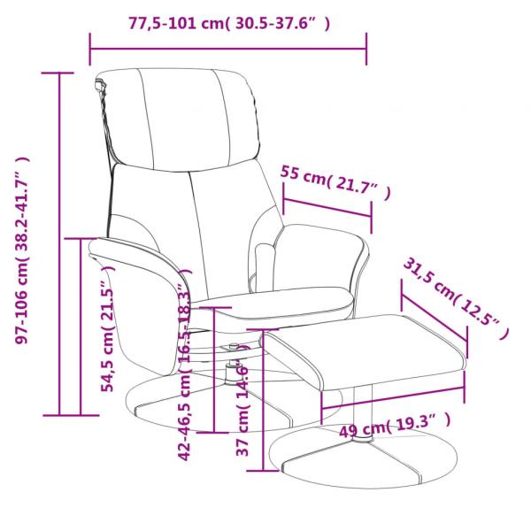 Massagesessel mit Fußhocker Schwarz Kunstleder