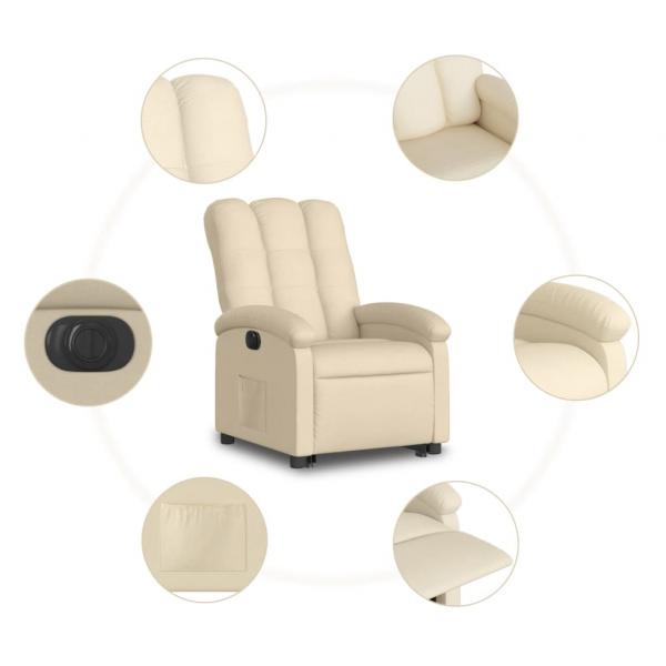 Relaxsessel mit Aufstehhilfe Elektrisch Creme Stoff