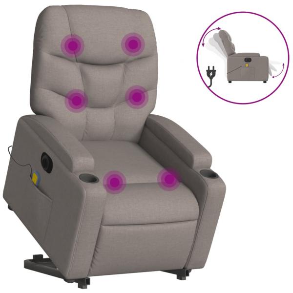 Elektrischer Massagesessel mit Aufstehhilfe Taupe Stoff