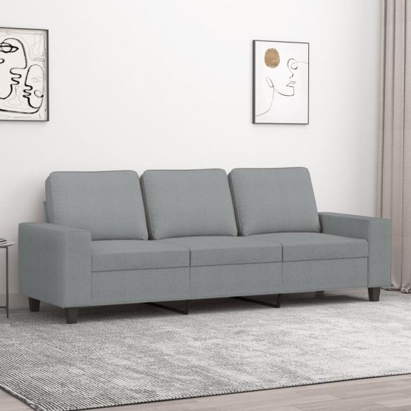 ARDEBO.de - 3-Sitzer-Sofa Hellgrau 180 cm Stoff