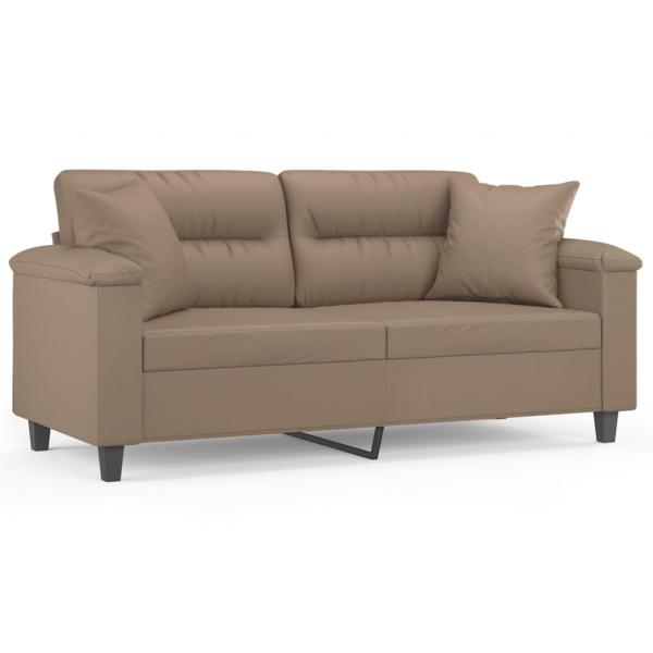 2-Sitzer-Sofa mit Zierkissen Cappuccino-Braun 140 cm Kunstleder