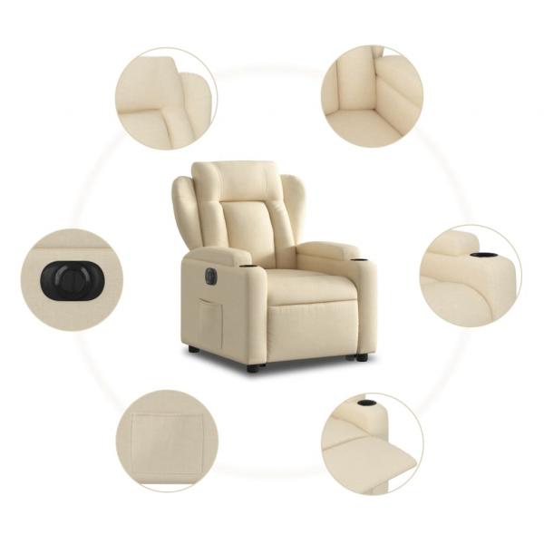 Relaxsessel mit Aufstehhilfe Elektrisch Creme Stoff