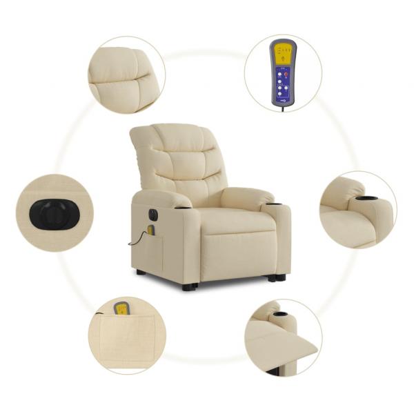 Elektrischer Massagesessel mit Aufstehhilfe Creme Stoff