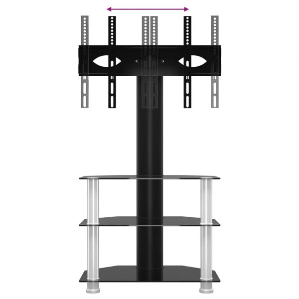 TV-Eckregal mit 3 Ablagen für 32-70 Zoll Schwarz und Silbern