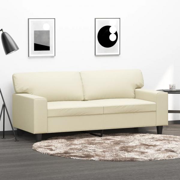 ARDEBO.de - 2-Sitzer-Sofa Creme 140 cm Kunstleder