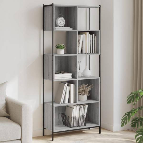 ARDEBO.de - Bücherregal Grau Sonoma 72x28x172 cm Holzwerkstoff