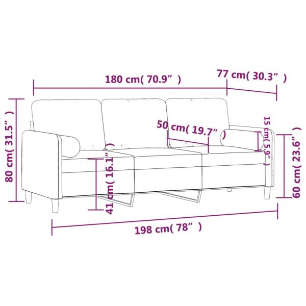 3-Sitzer-Sofa mit Zierkissen Dunkelgrün 180 cm Samt