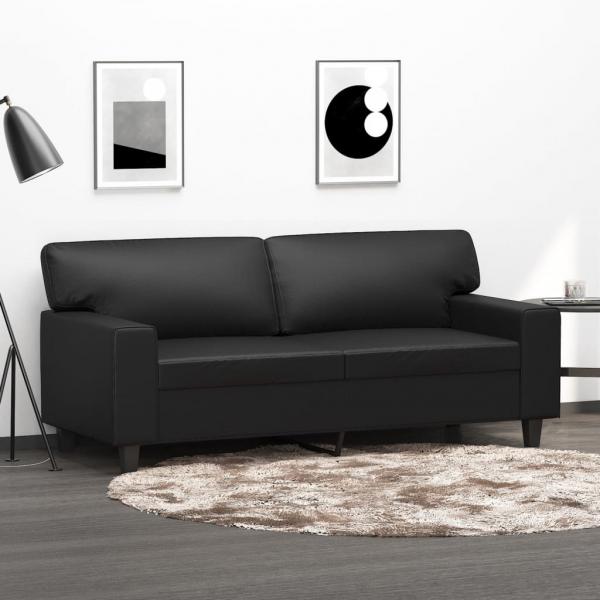 ARDEBO.de - 2-Sitzer-Sofa Schwarz 140 cm Kunstleder