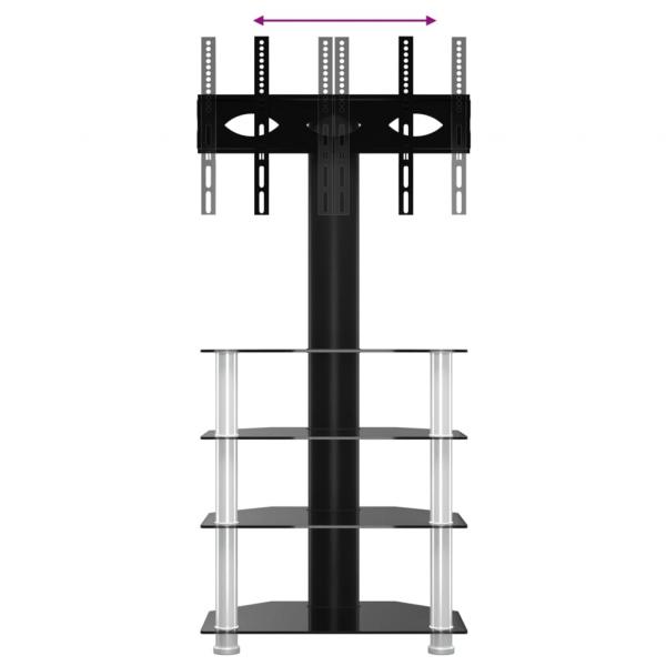 TV-Eckregal mit 4 Ablagen für 32-70 Zoll Schwarz und Silbern
