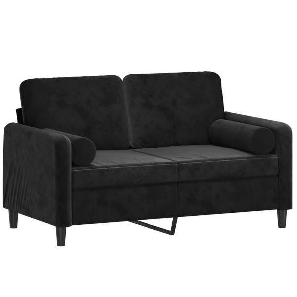 2-Sitzer-Sofa mit Zierkissen Schwarz 120 cm Samt