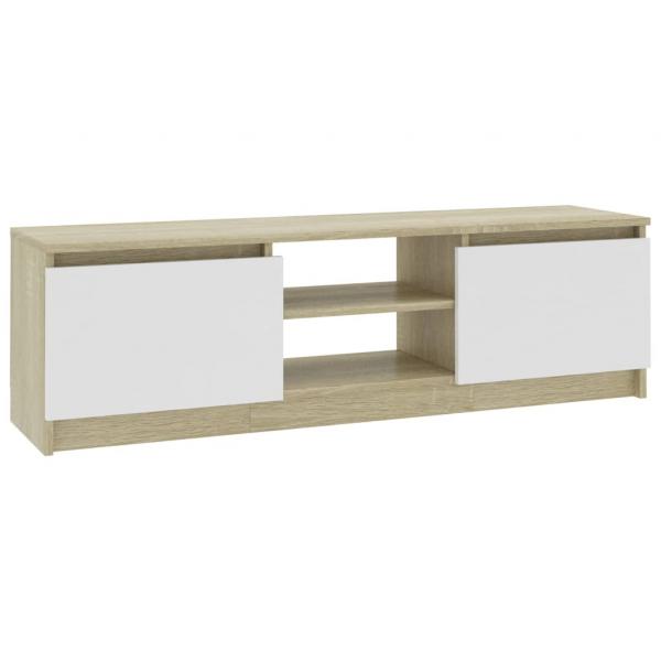 TV-Schrank Weiß und Sonoma-Eiche 120×30×35,5 cm Holzwerkstoff