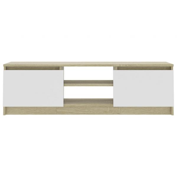 TV-Schrank Weiß und Sonoma-Eiche 120×30×35,5 cm Holzwerkstoff