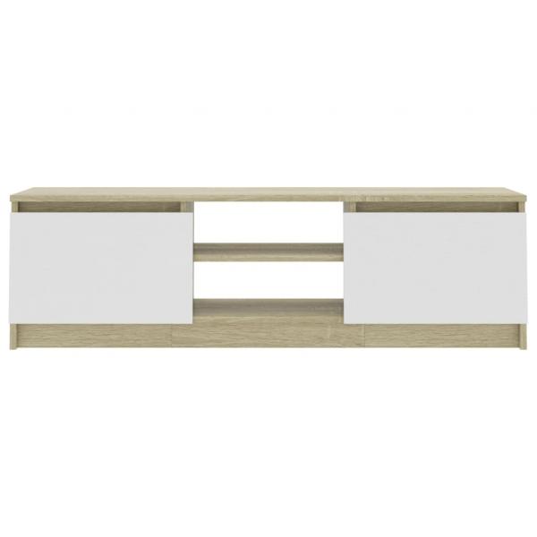 TV-Schrank Weiß und Sonoma-Eiche 120×30×35,5 cm Holzwerkstoff