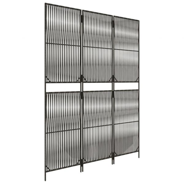 Paravent 3-tlg. Grau Poly Rattan