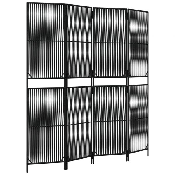 Paravent 4-tlg. Schwarz Poly Rattan