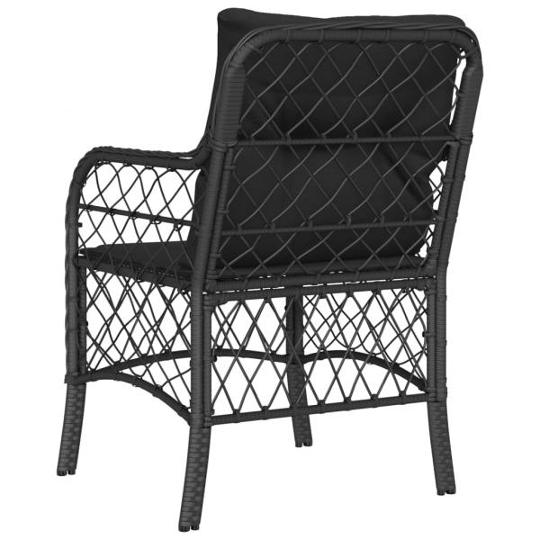 Gartenstühle mit Kissen 2 Stk. Schwarz Poly Rattan