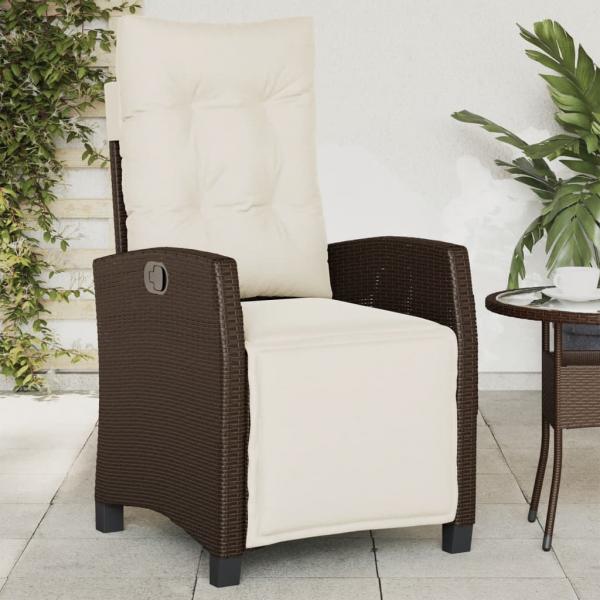 ARDEBO.de - Gartensessel mit Fußteil Verstellbar Braun Poly Rattan