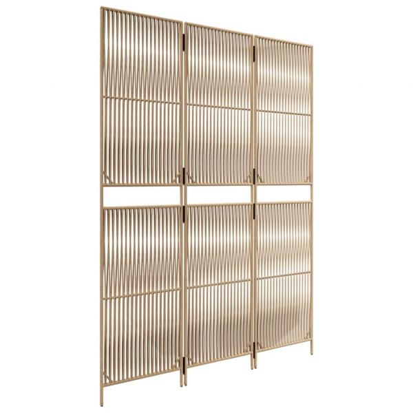 Paravent 3-tlg. Beige Poly Rattan