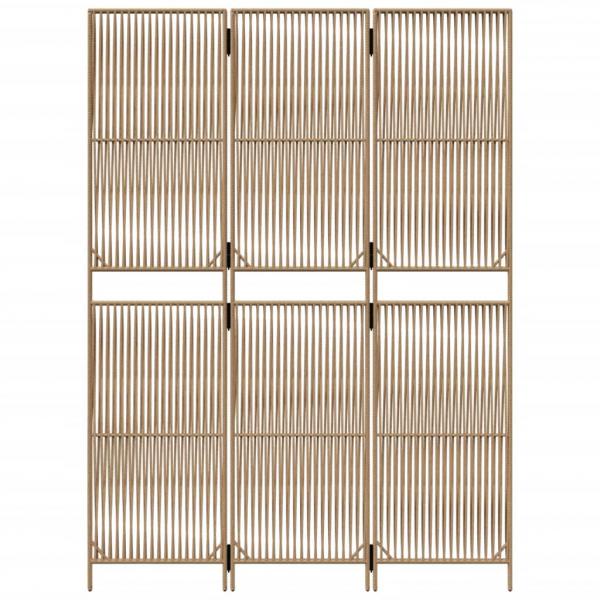 Paravent 3-tlg. Beige Poly Rattan